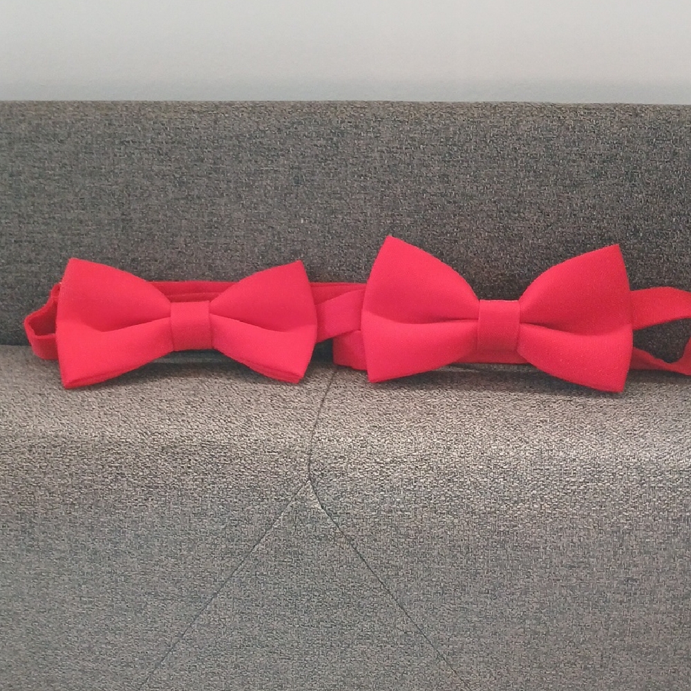 Red Bow Tie Set - 2 matching boys bow ties